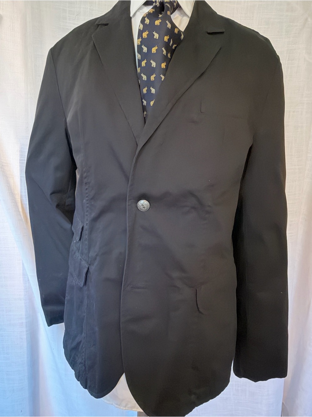Hugo Boss 42R cotton Black Men's Single-Button Blazer